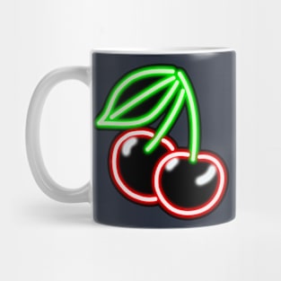 Neon Cherries Bar Sign Top Left Mug